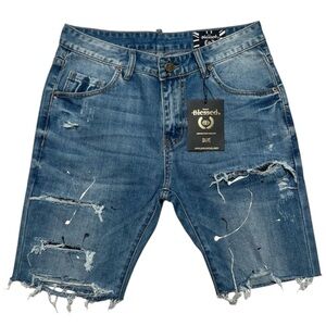 Blue Distressed Men's Shorts
